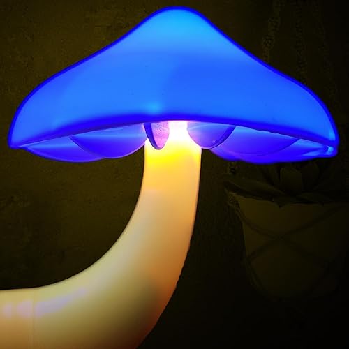 Luz nocturna de hongos enchufable, bonita lámpara para niños y adultos, luces nocturnas de color enchufables a la pared con sensor LED - Baño