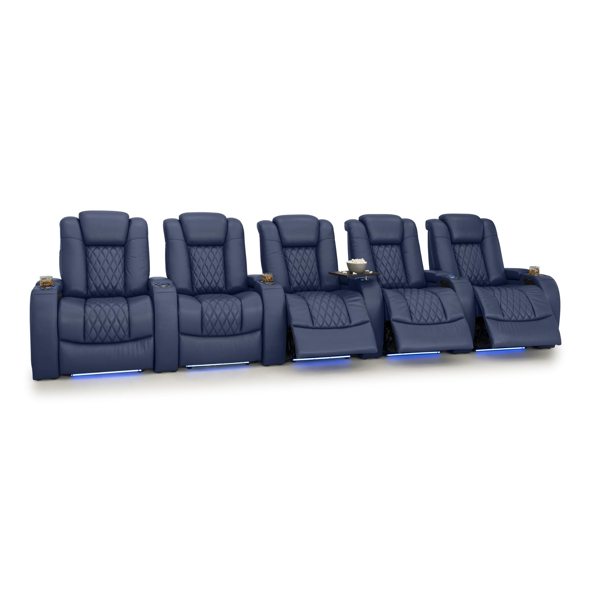 Seatcraft Diamante Home Theater Seating Navy Blue Row of 5