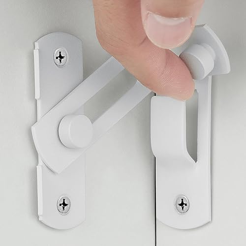 Paquete de 3 pestillos abatibles de 90 blanco mate, de ángulo recto de alta calidad para mayor privacidad y seguridad en puertas correderas de