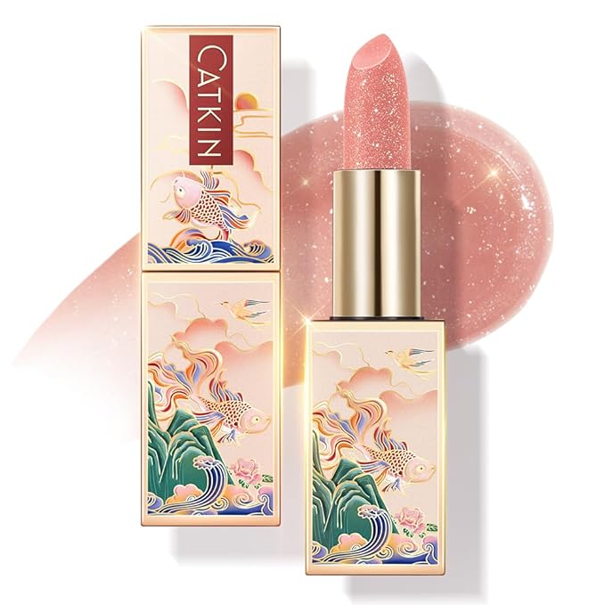 CATKIN Tinted Lip Balm Glitter Lip Stain Ultra Hydrating Lip Moistrurizer Lip Care with Vitamin E Nourishing For Cracked & Dry Lips 0.12 oz C15 Destiny - Wine Red