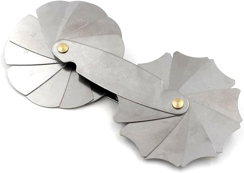 Radius Gauge R15-25mm Gage Internal and External Arc Fillet Set 30pieces Blades Metric Reading