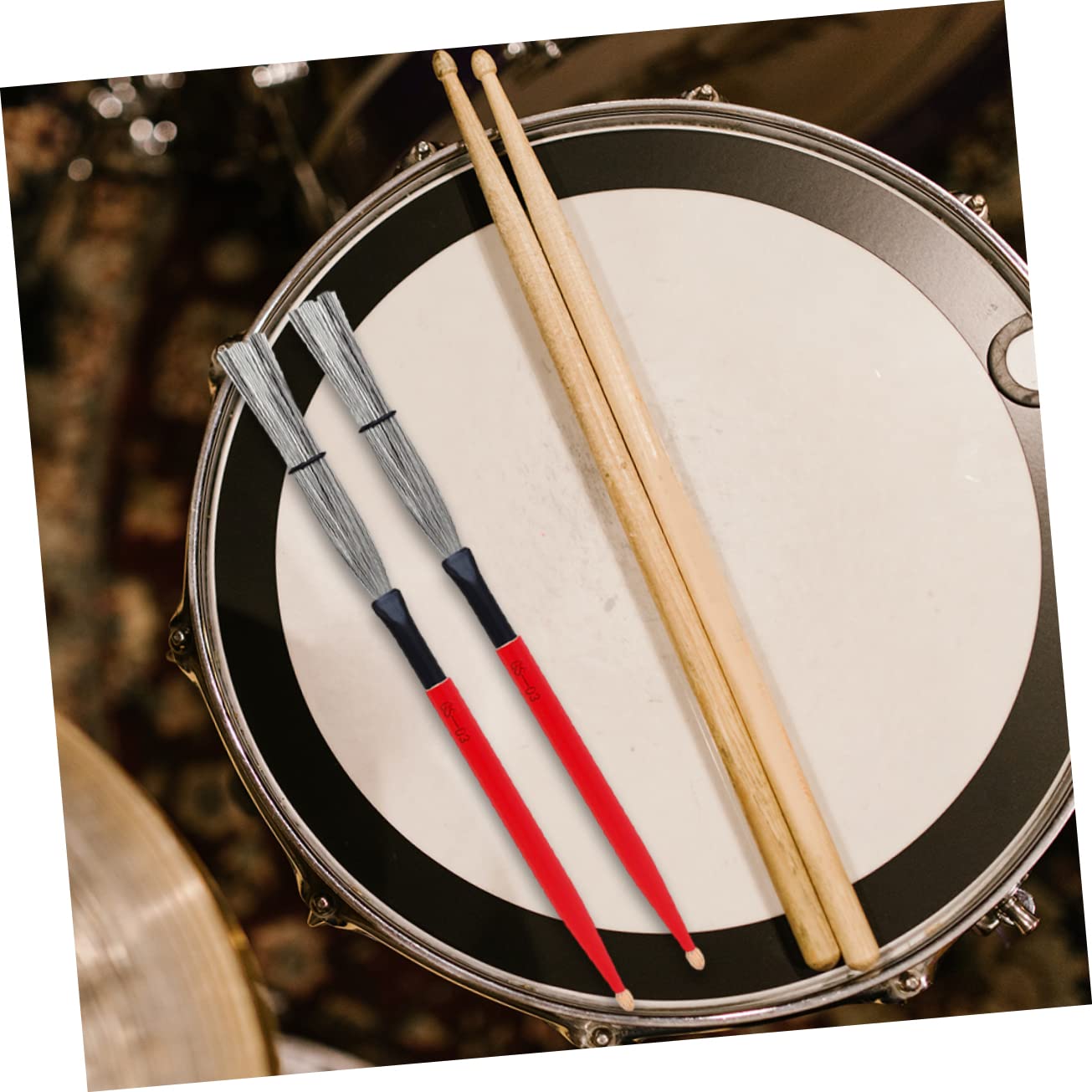 Wakauto Drum Brush Maple Wood Wire Drum Stick Brush Non-slip Handle for Beginners