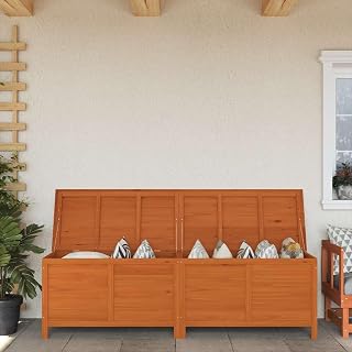 Garden Storage Box 4 Pieces Solid Fir Wood Outdoor Organizer with Slatted Base and Flap Closure for Cushions Toys and More