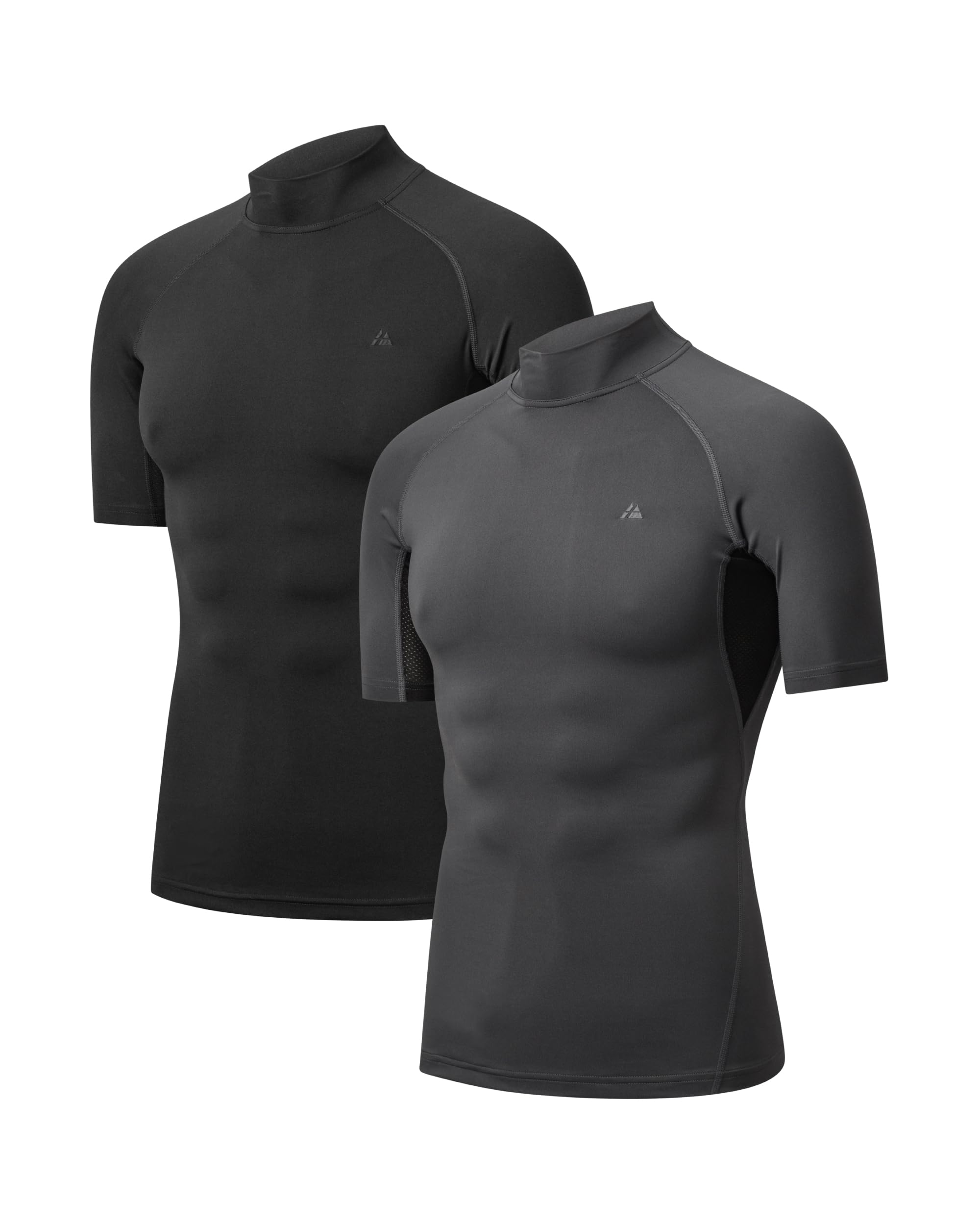DANISH ENDURANCE Kompressionsshirt Herren, Laufshirt Kurzarm, Funktionsshirt, Muskelshirts, Sportshirt, Activewear für Männer, Schnelltrocknend & Atmungsaktiv, 2er Pack