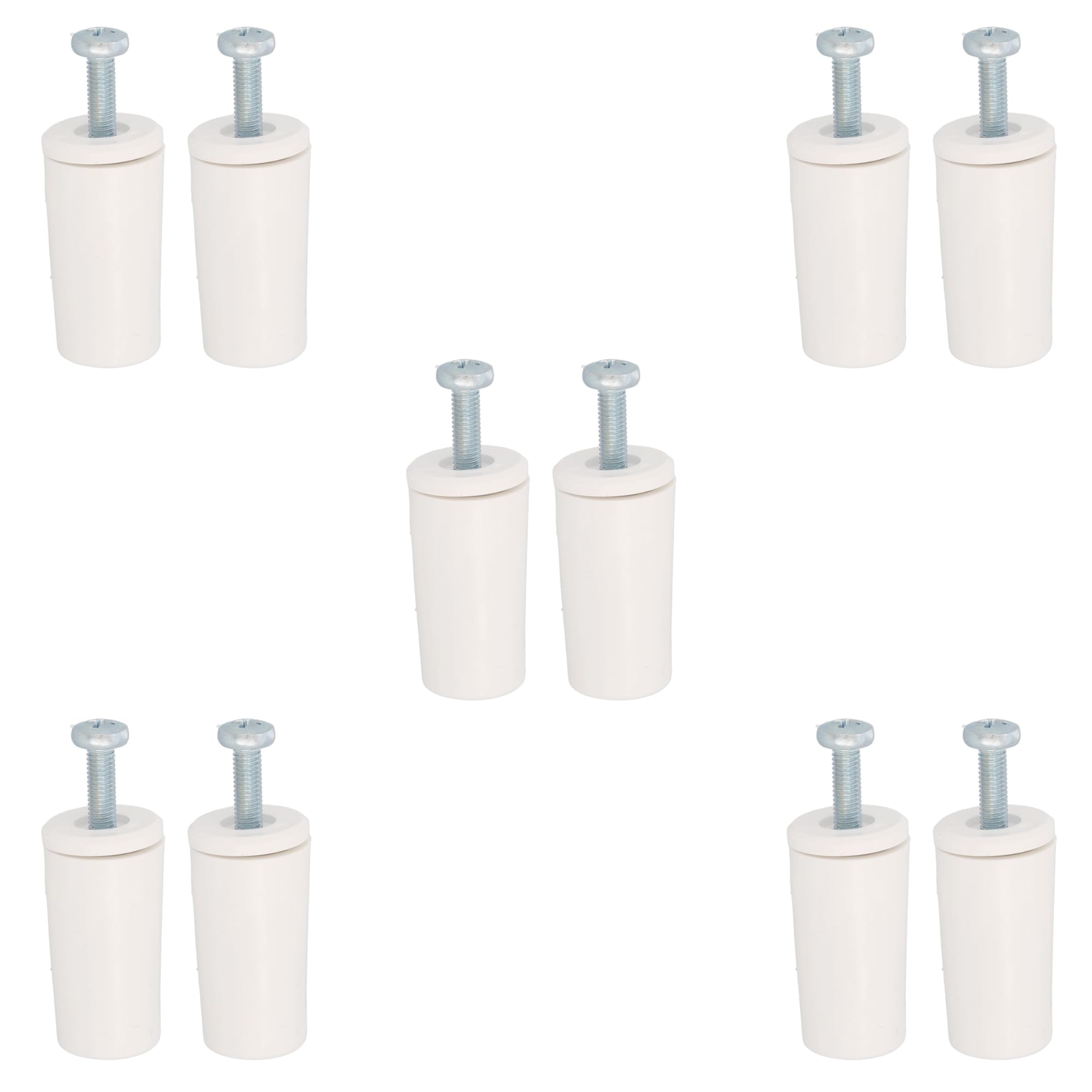 Amig White - Pack Of 10 Roller Shutter Stoppers - Shock Absorbers With Rustproof M5 Screws And Outer Washers - Weather-Resistant And Durable - 40 Mm Length - Plastic And Steel