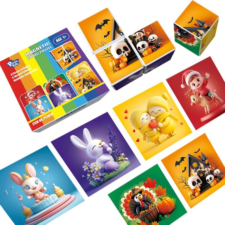 Pairez Toys Magnetic Blocks for Toddlers Aged 1-3, Large Building Cubic Puzzle Game in Holiday...
