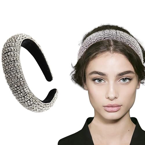 Diadema de diamantes de imitación para mujer, a la moda, hecha a mano, amplia banda para el cabello, accesorios para el cabello