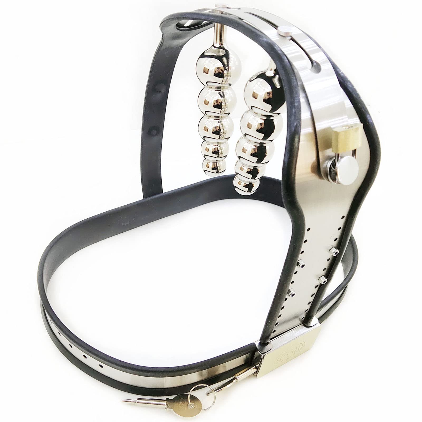 Ceinture De Chasteté pour Femme en Acier Inoxydable, Design Invisible, Bouchons Anaux et Vaginaux Amovibles, Sex Toy Fétiche SM, 60~90cm, Noir