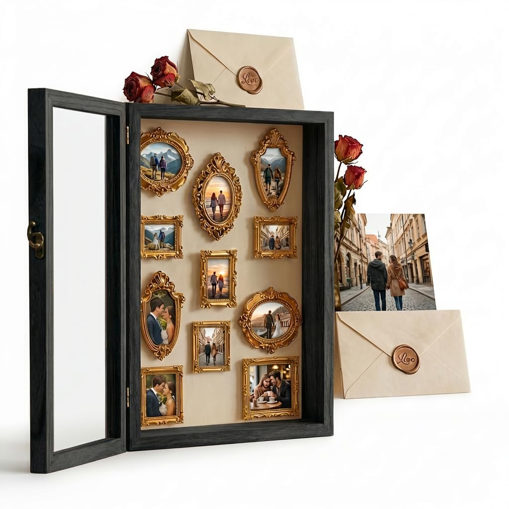 Photo 1 of 13x16 Nature Wood Black Shadow Box Frame, 1.57" Deep Glass Door with Lock