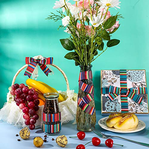 4 Pieces Mexican Serape Ribbon Fiesta Ribbon Rainbow Stripes Liston Mexicano Ribbon Colorful Grosgrain Ribbon For Diy Gift Wrapping, Fall Crafts Decoration, Party Sewing Supplies (Multi-Color) #TOP2