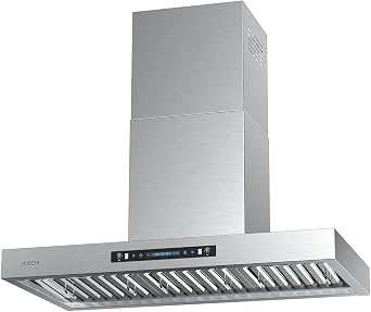 IKTCH 36-Inch Wall Mount Range Hood, 900 CFM Ducted Vent Hood with 4-Speed Fan, Gesture Sensing & Touch Control, Stainless Steel Kitchen Chimney Vent with Adjustable LED Lights