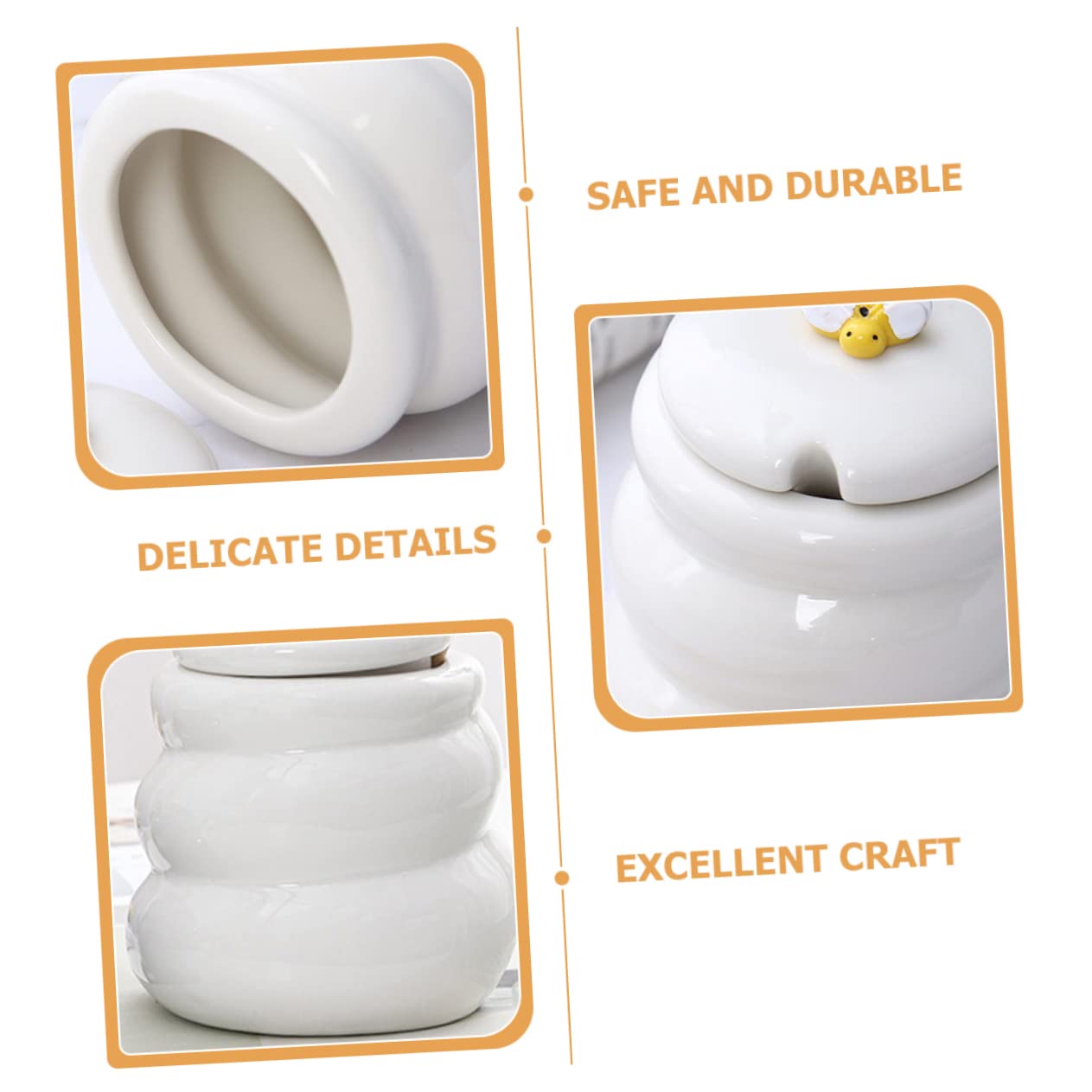ABOOFAN Ceramic Honey Pot with Stirring Stick Cute Honey Container for Kitchen Desktop Honey Dispenser for Home and Bakery Use Keeps