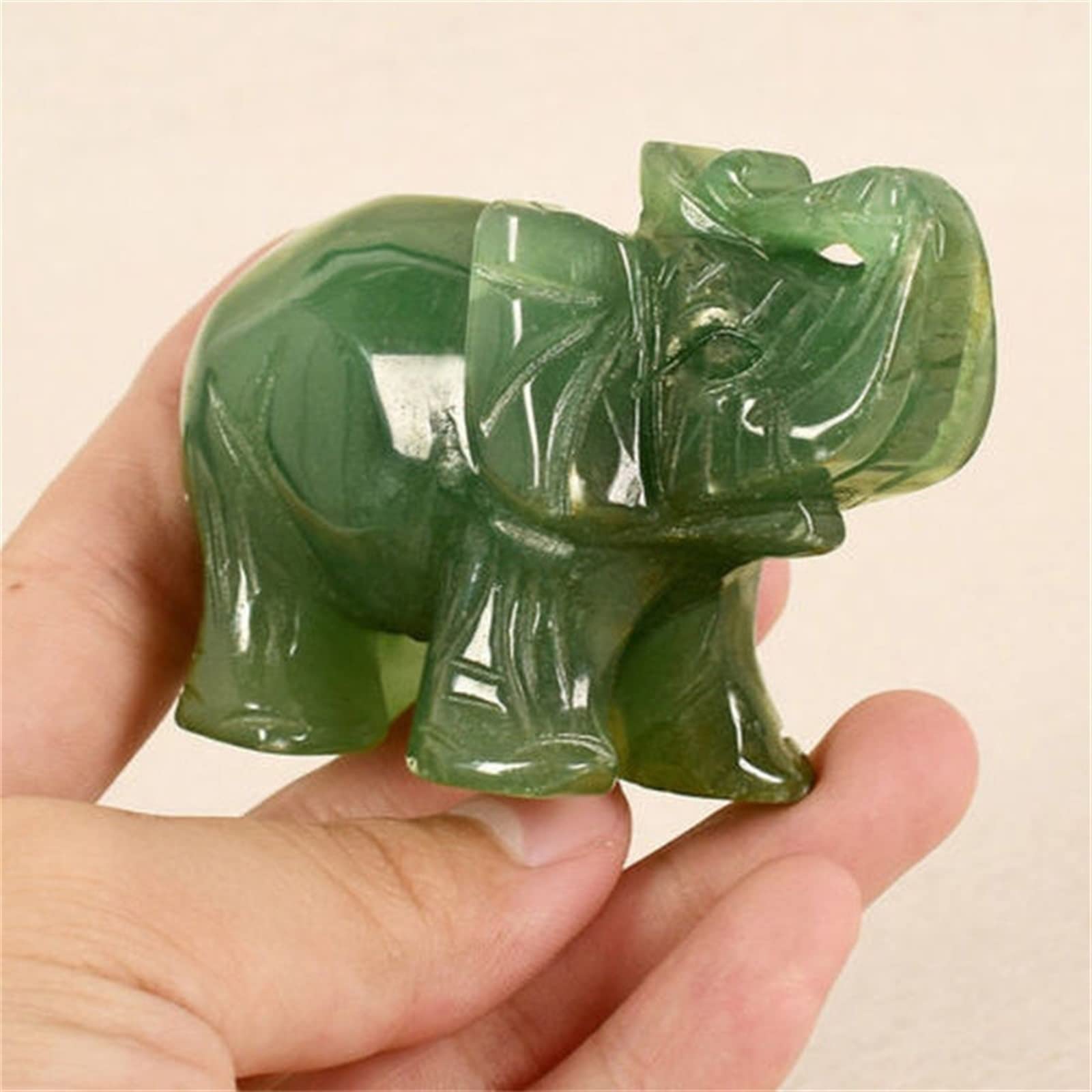 Figura de Elefante de Jade Tallada Hecha a Mano, Piedra Preciosa de Cristal Natural, Adornos de Buena Suerte FZUGEDRLI (Color : Watermelon Red)