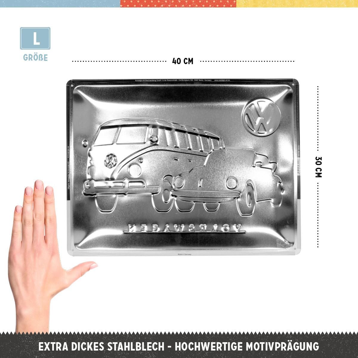 Nostalgic-Art Plaque Vintage Volkswagen - Bulli T1 - Adventure Awaits - Idée de Cadeau pour Le