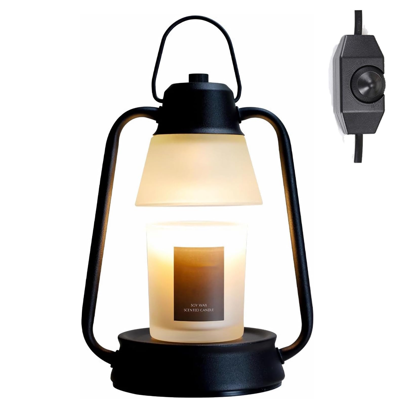 QUEENADACandle Warmer Lamp - Dimmable Timer Candle Warmer, Vintage Aroma Wax Melter with Timer (Black)