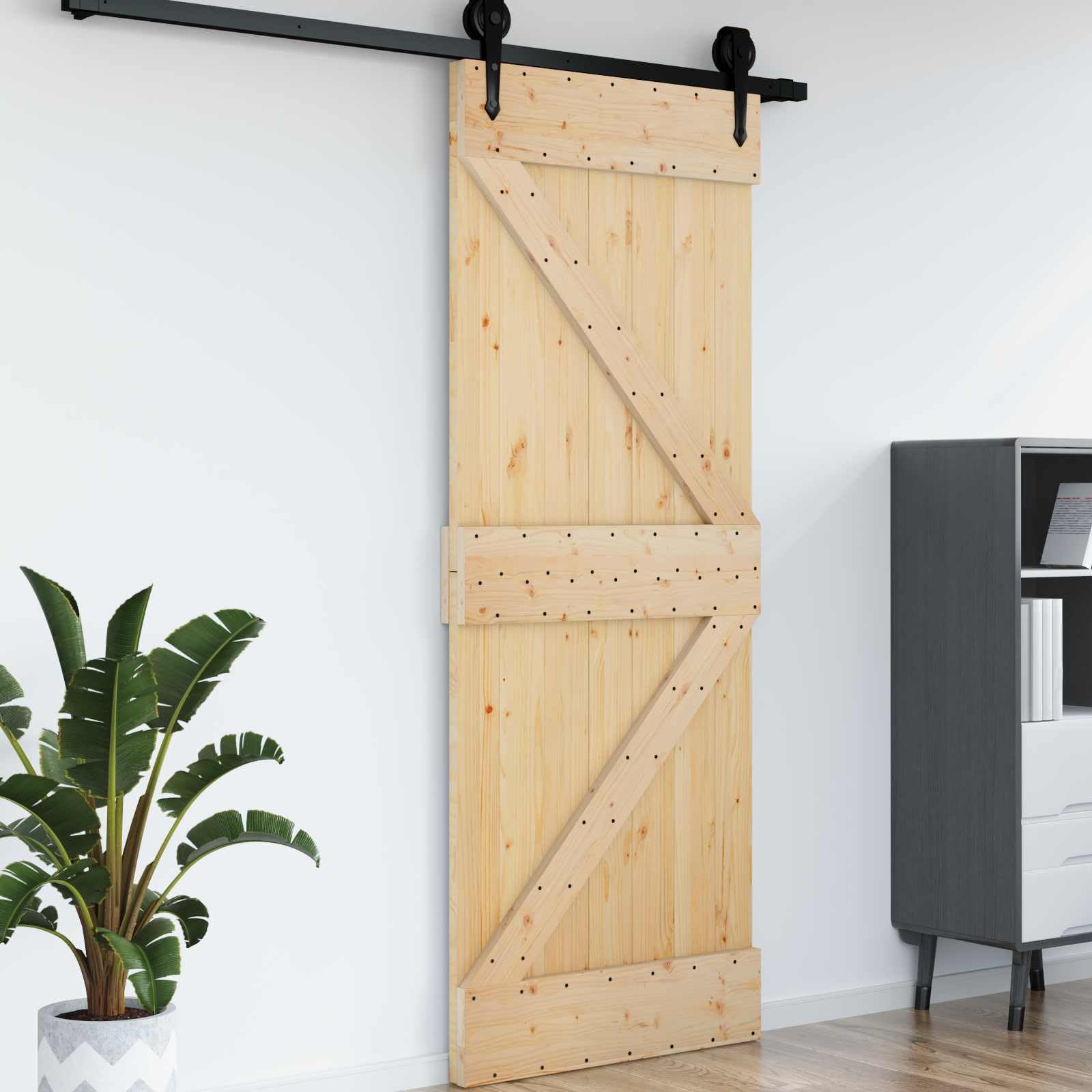 vidaXL Porta NARVIK Naturale 85 x 210 cm Legno di pino solido, Porta rettangolare moderna, in pino solido, salvaspazio, divisorio, design contemporaneo e funzionale