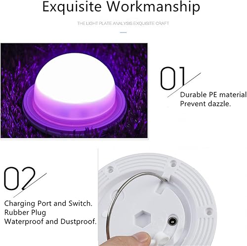 Miniatura 6 de Gdrasuya10 Taburete de cubo de luz LED de 16 pulgadas, 16 pulgadas, impermeable, con control remoto, mágico RGB que cambia de color, mesa auxiliar