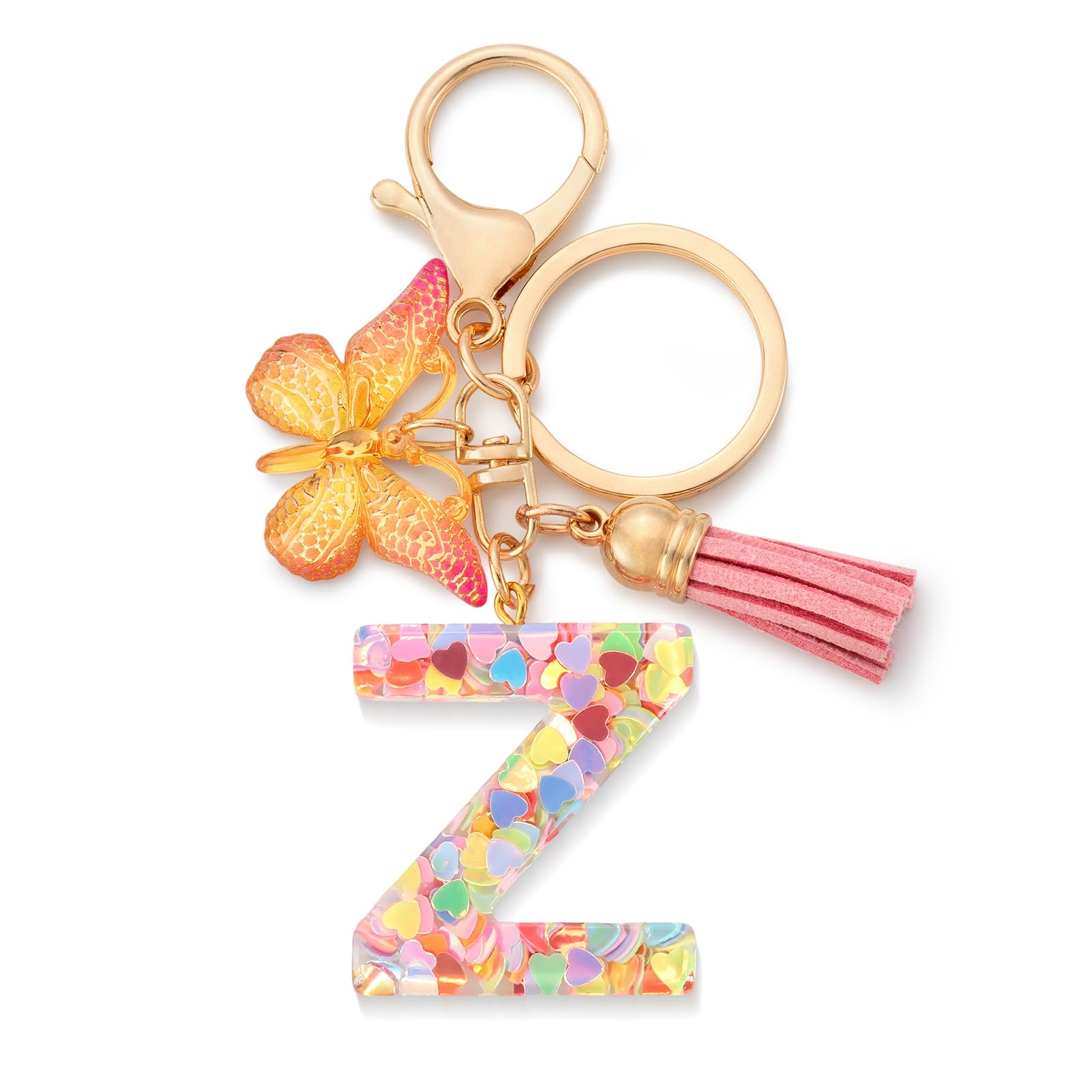 CHUQING Buchstabe Schlüsselanhänger Mädchen mit Schmetterling | Schmetterling Buchstaben Schlüsselanhänger mit Anfangsbuchstabe für Frauen und Damen, glitzerndes Accessoire und Geschenk.