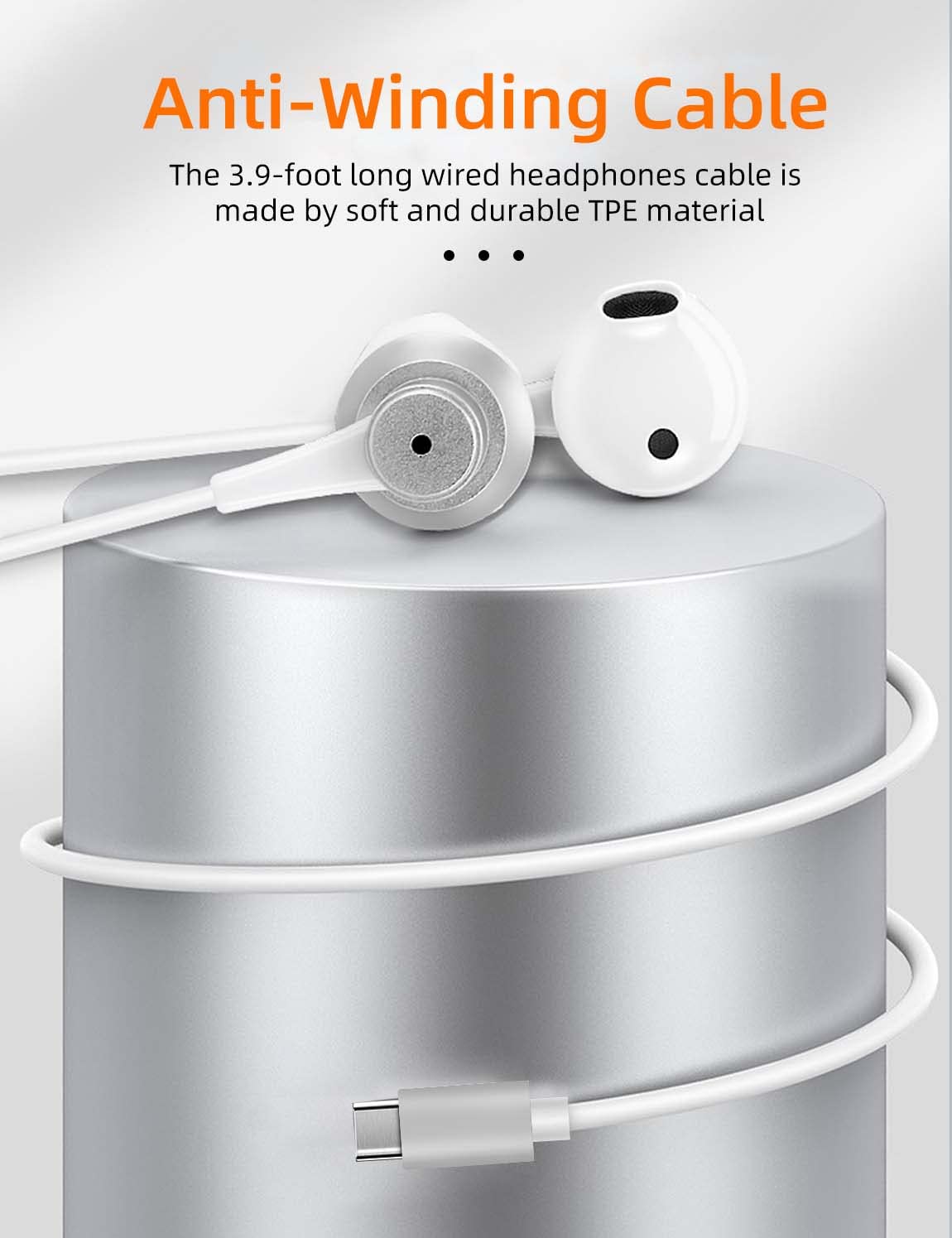 MAS CARNEY TH4 przewodowe słuchawki USB typu C, słuchawki z mikrofonem do Samsung S20, Huawei P30 P40, Oppo, Honor, Google Pixel i innych smartfonów z interfejsem typu C