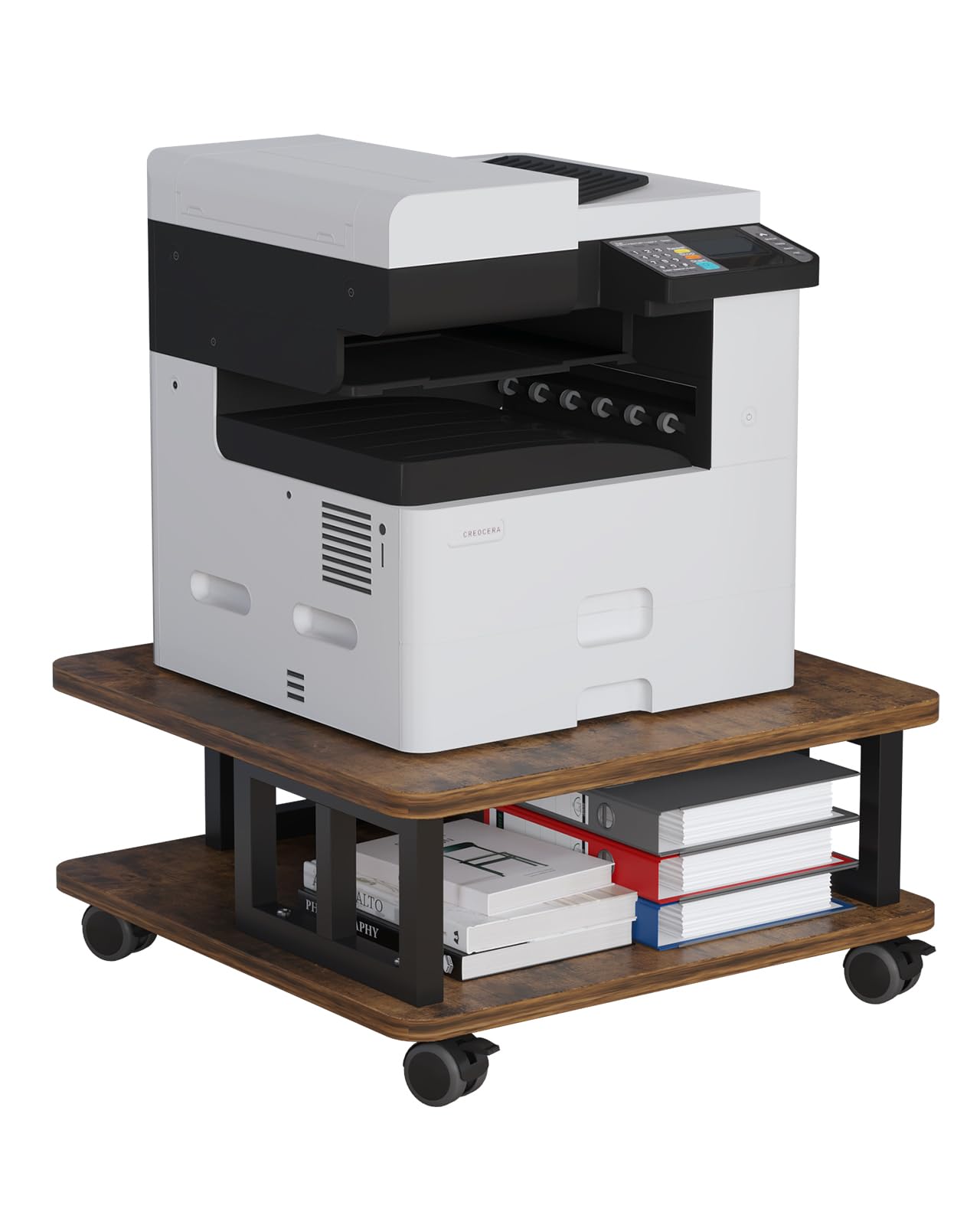 Photo 1 of AOOSSI Mobile Printer Stand - 2-Tier, Brown
