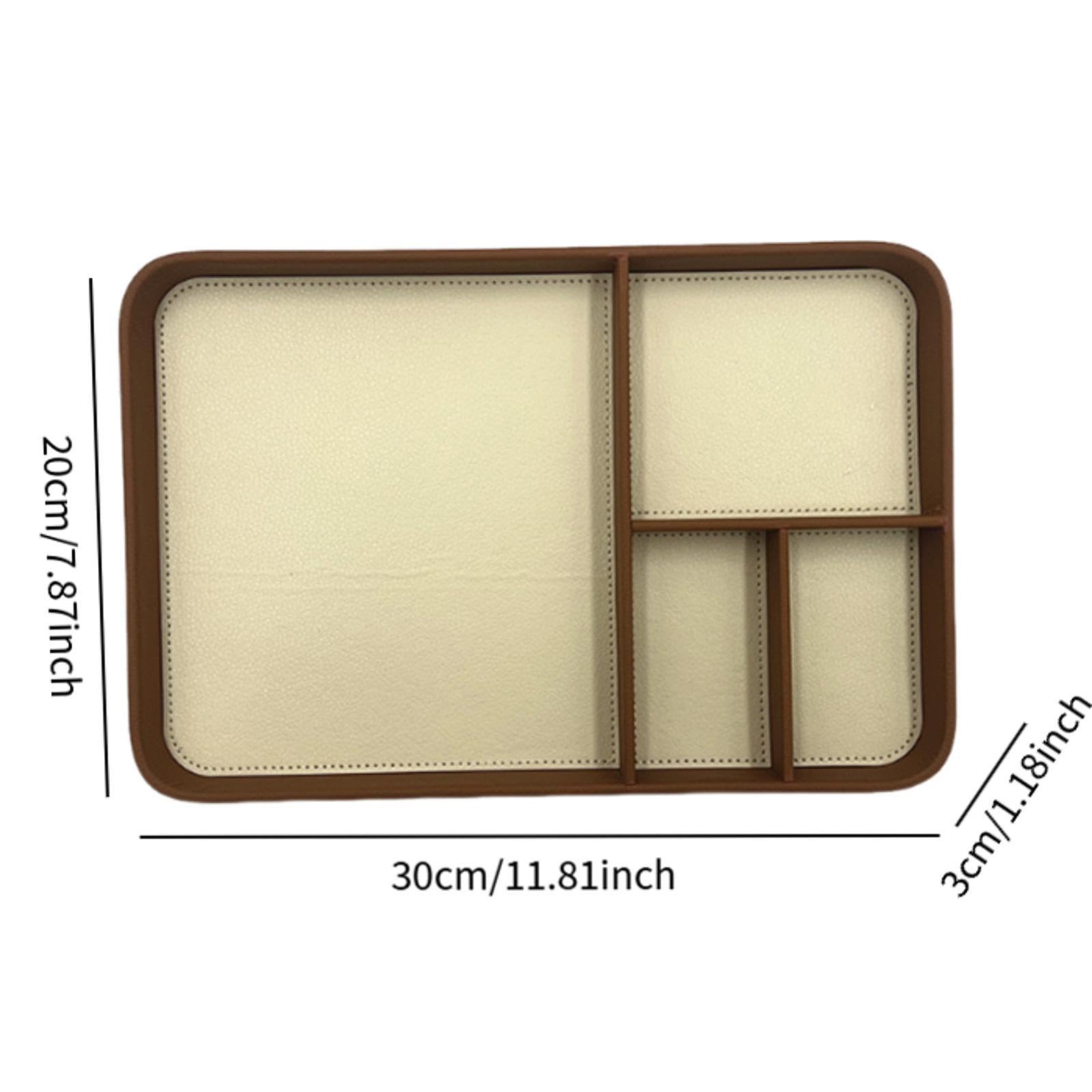 Colcolo Bandeja de Valet Bandeja 4 Compartimento para Hombres Recipiente de Almacenamiento de Organizador Moderno Moderno para la Billetera joyería, Marrón Beige