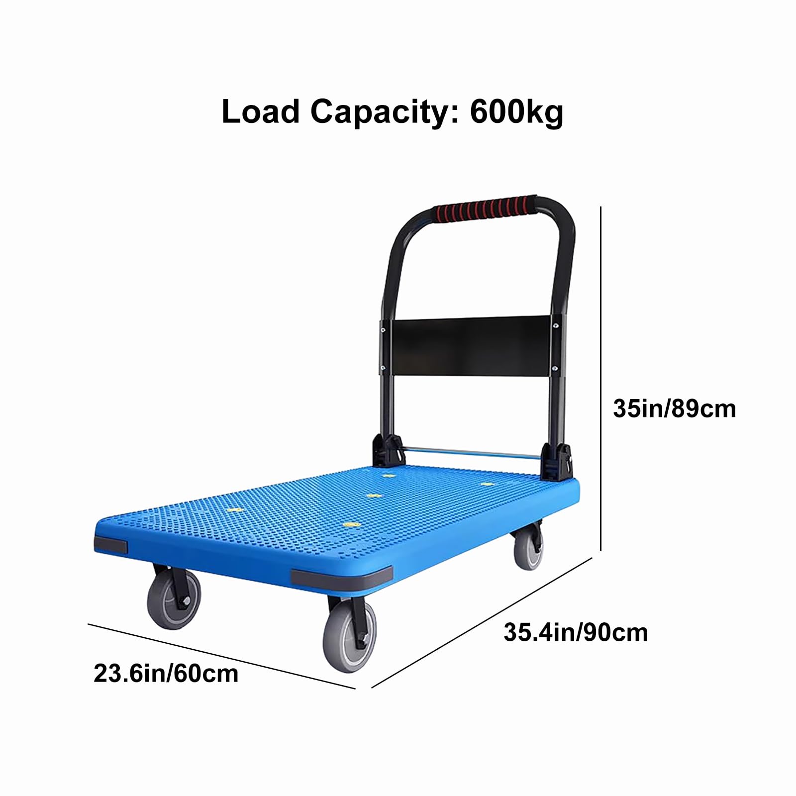 Carrello Pieghevole a Mano, Carrello Pieghevole con Ruote, Carrello Portatile per Uso Domestico, in Fabbrica, al supermercato, in Magazzino (Blu L)