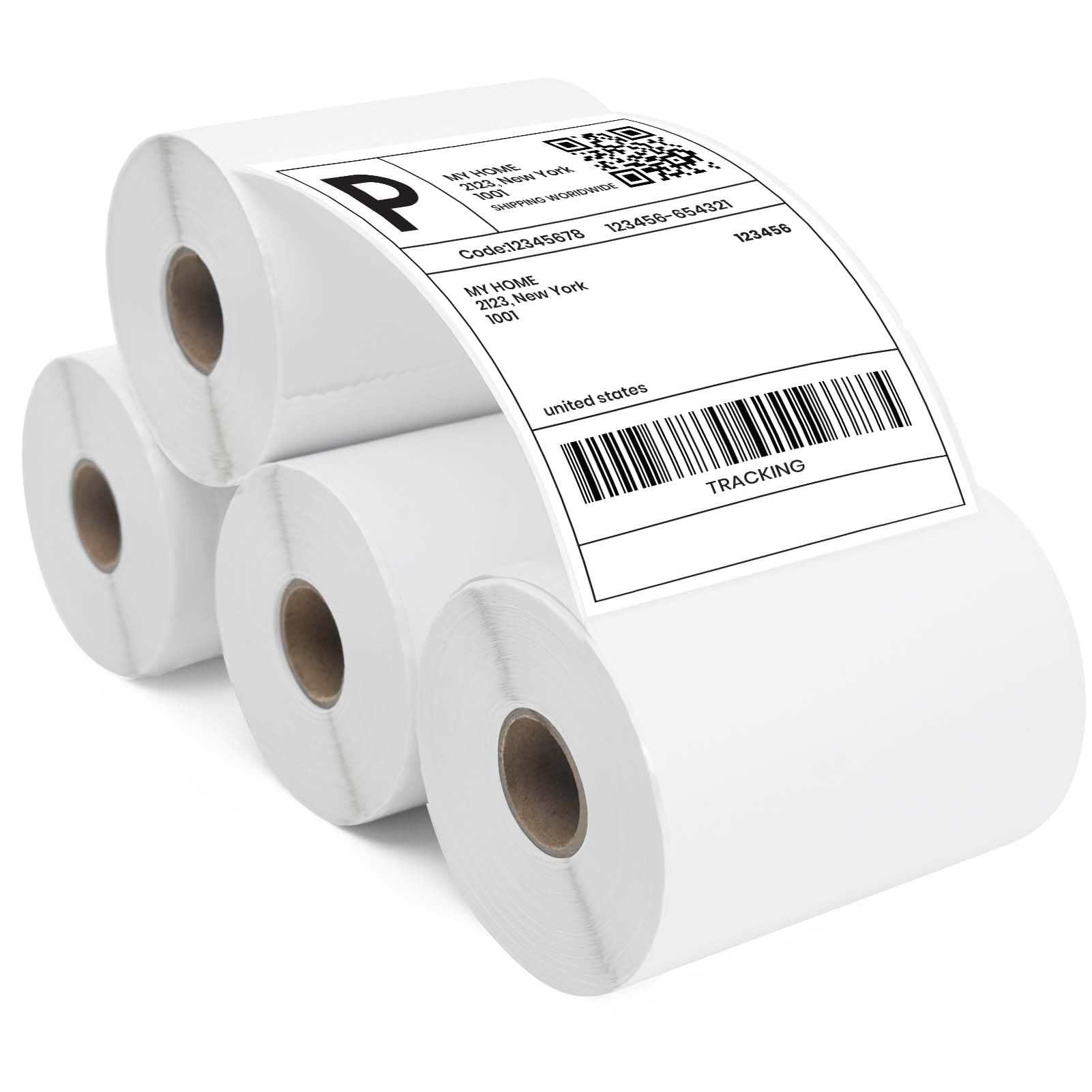 ADHES 4 x 6 Thermal Printer Labels Shipping Label Printer 4 Rolls (100 x 150 mm x 220lables) White Waterproof Oilproof Adhesive Thermal Label Rolls