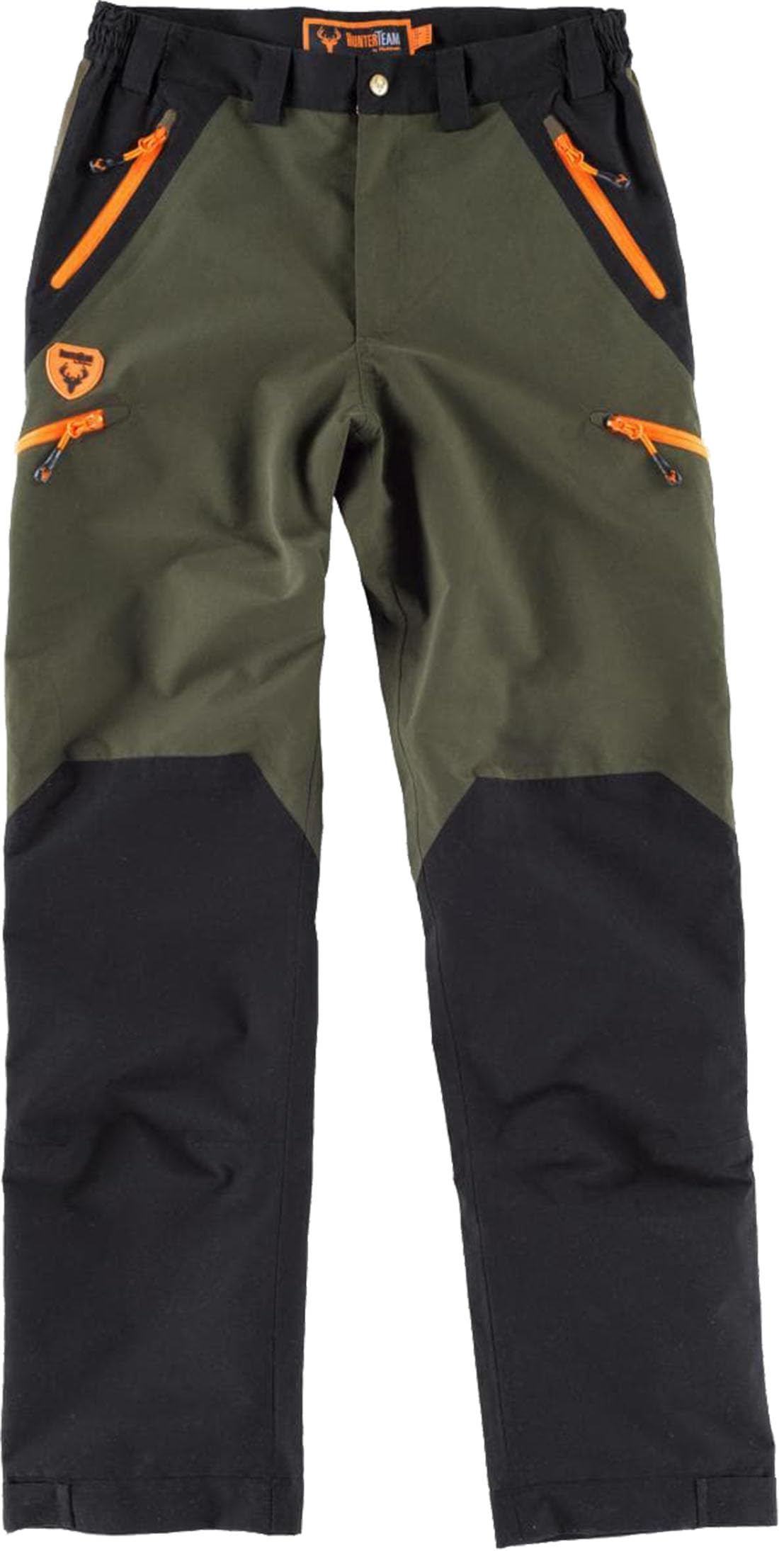 WORKTEAM Pantalón de Caza Impermeable Hombre, Poliéster Forrado, Rodillas Preformadas, Bolsillos con Cremallera Oculta, Bajos Ajustables, Ropa Outdoor Resistente