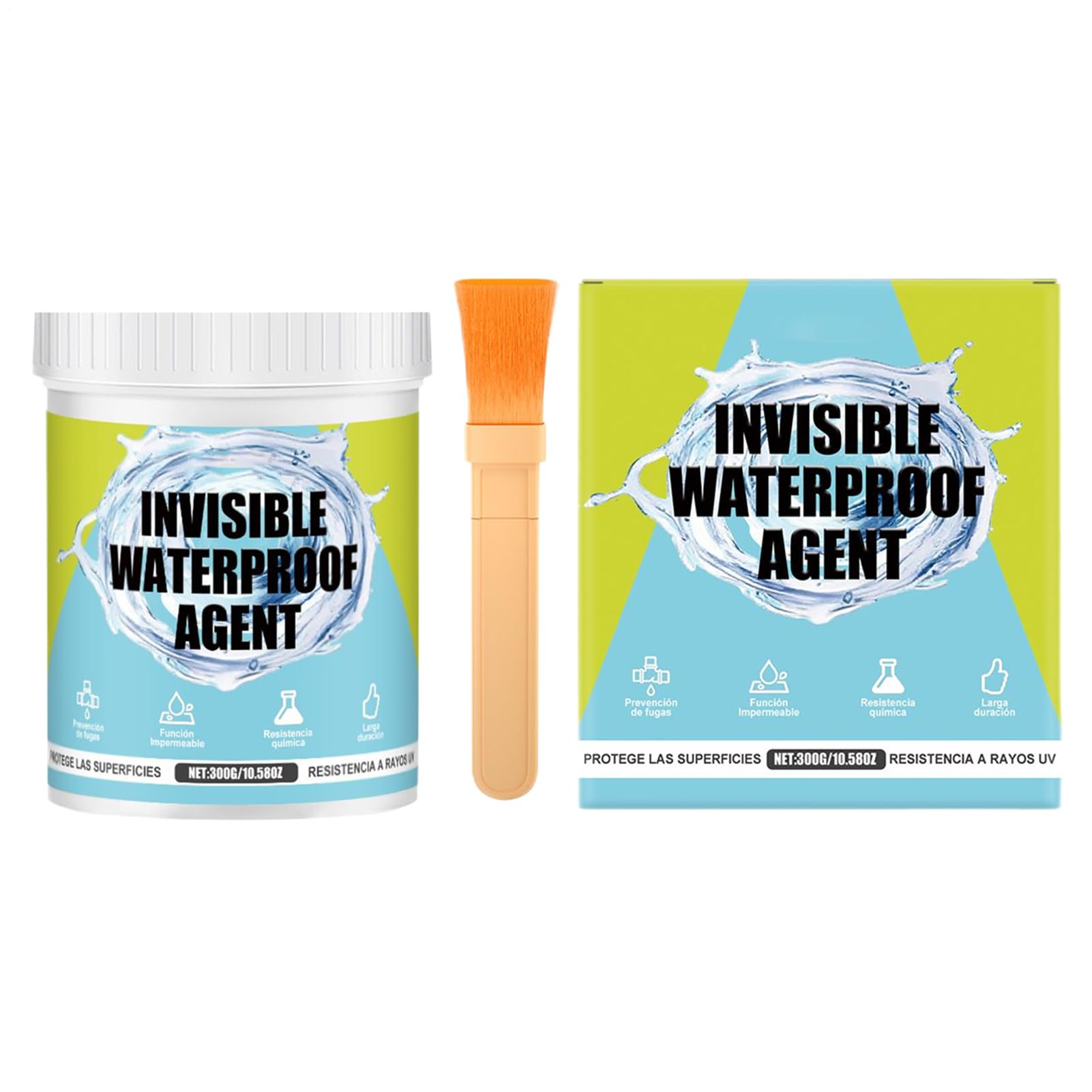 Waterproof Coating | Transparent Adhesive with Brush | Liquid Invisible Water Proof Agent | for Wall Pipe Ceiling Roofs Garden Bathroom Shower Kitchen Basement Driveway