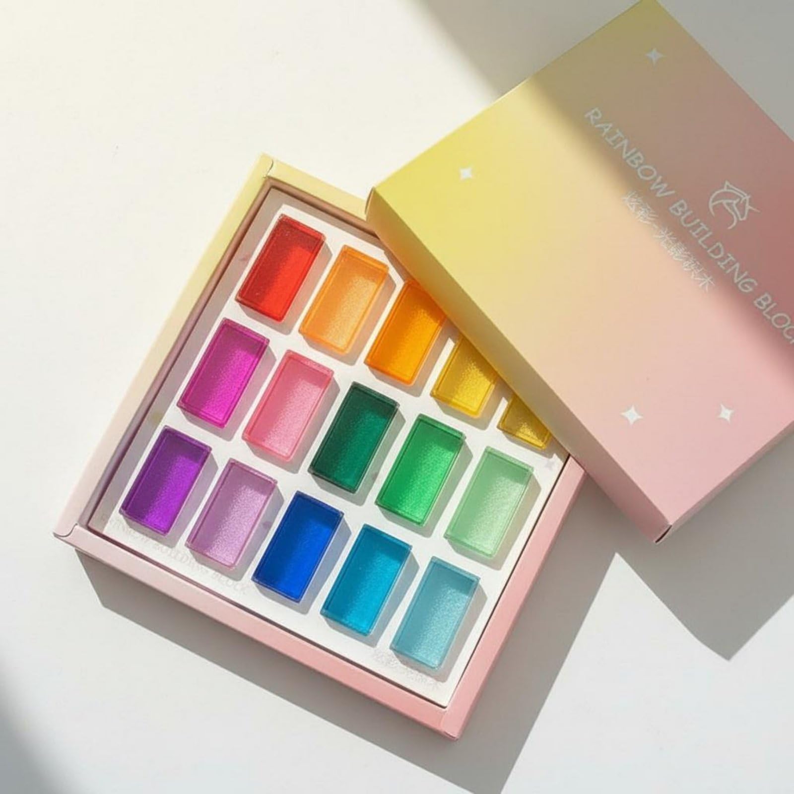 25 Pezzi Blocchi Acrilici Arcobaleno Colori Vivaci Blocchi Traslucidi Colorati Motricità Fine Gioco Educativo per Asilo