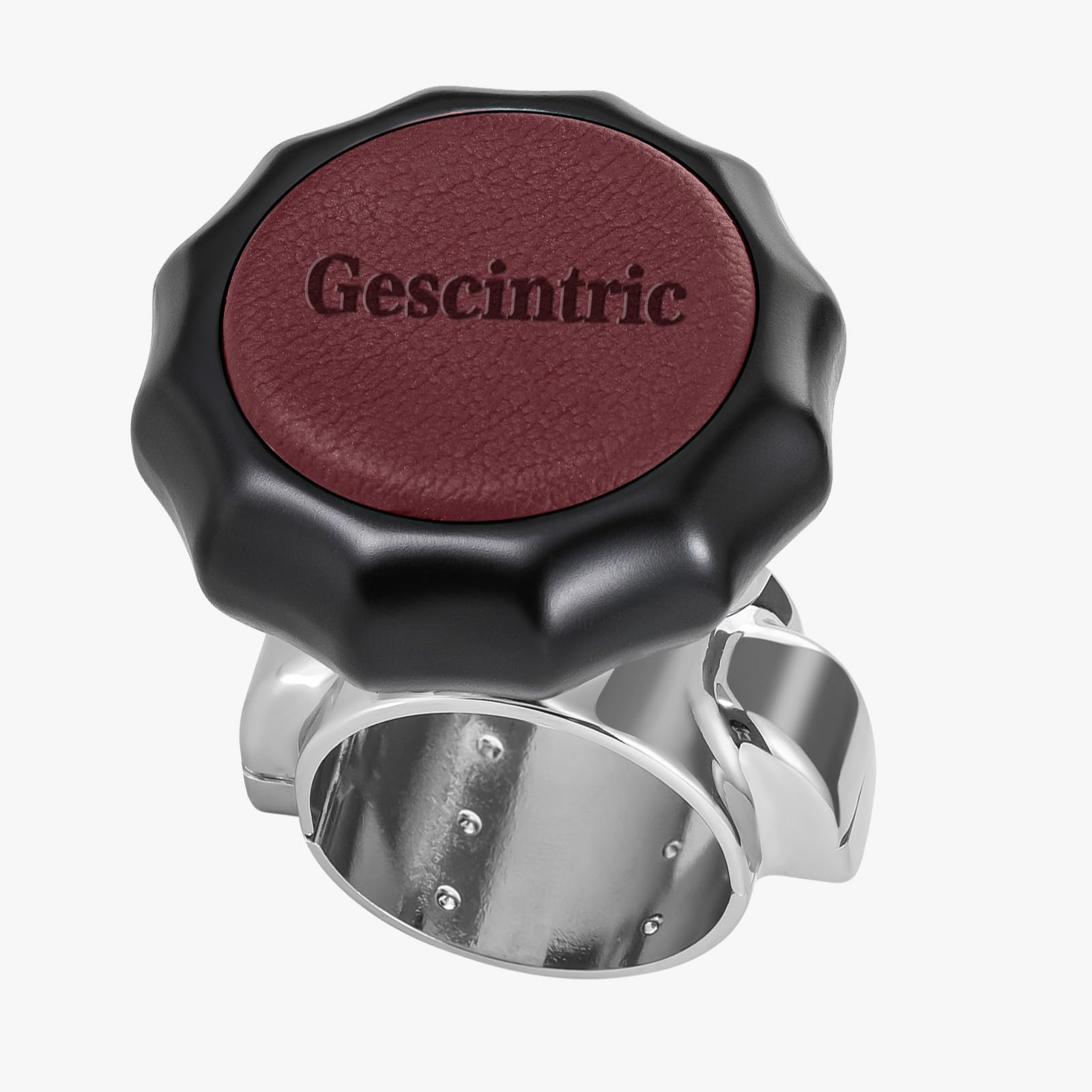 Perilla de volante Gescintric, rotadora de volante para vehículo, bola rotadora, perilla suicida duradera para autos, SUV, camionetas, semirremolques, furgonetas, cortadoras de césped, tractores, barcos, etc., de piel de vaca roja.