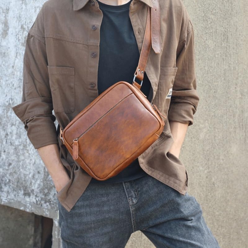 Crossbody Bag Vintage Handmade Messenger Bag Single Shoulder Wrap Top Layer Cowhide3