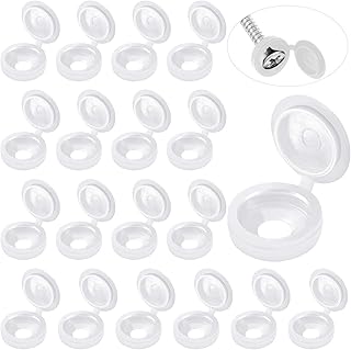 Plastic White Screw Caps Screw Cover Caps,Screw Cap, 60 Pcs Plastic Hinged Screw Head Covers Screw Cover Caps Snap-on Replacement Screw Decorative Covers