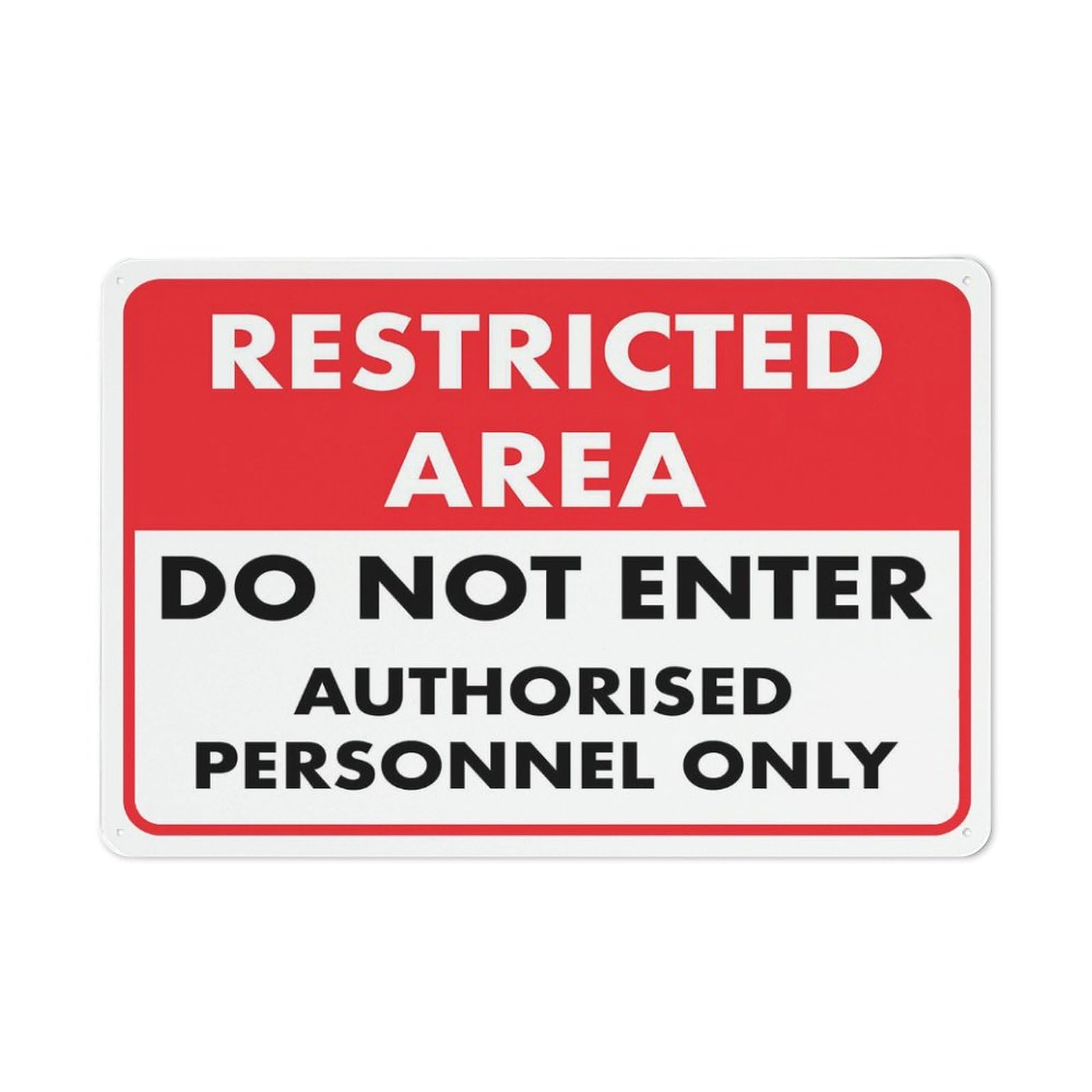 Restricted Area - Do Not Enter (Authorised Personnel Only) Sign, 8x12 Inch UV-Ink Printed Aluminum Outdoor Sign for House & Business
