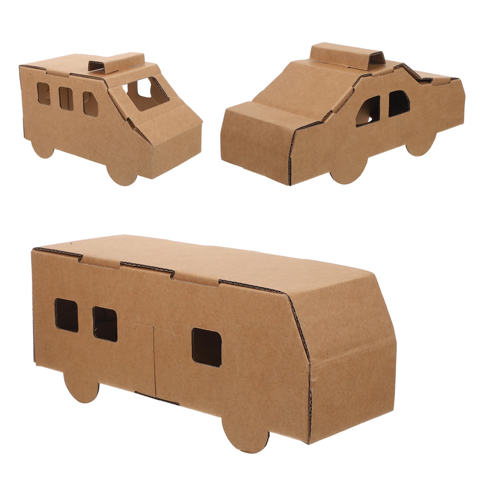 3 Teiliges Bastelset Mit Modellautos Aus Pappe Unfertige Papierfahrzeuge Spielzeugautos Für Kleinkinder Khaki