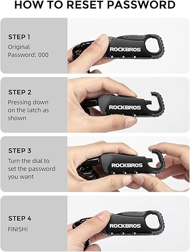 Miniatura 7 de ROCKBROS Cerradura para casco de motocicleta, cerradura ligera para casco de bicicleta, antirrobo, cerradura universal de 47.2 pulgadas para cascos,