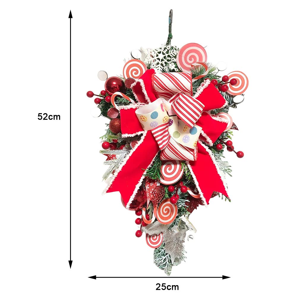 Wieniec na przednich drzwiach, choinka do góry nogami Świąteczne drzwi wisząca świąteczna realistyczna girlanda, choinka na ścianę Party Festival Farmhouse Yard Decor