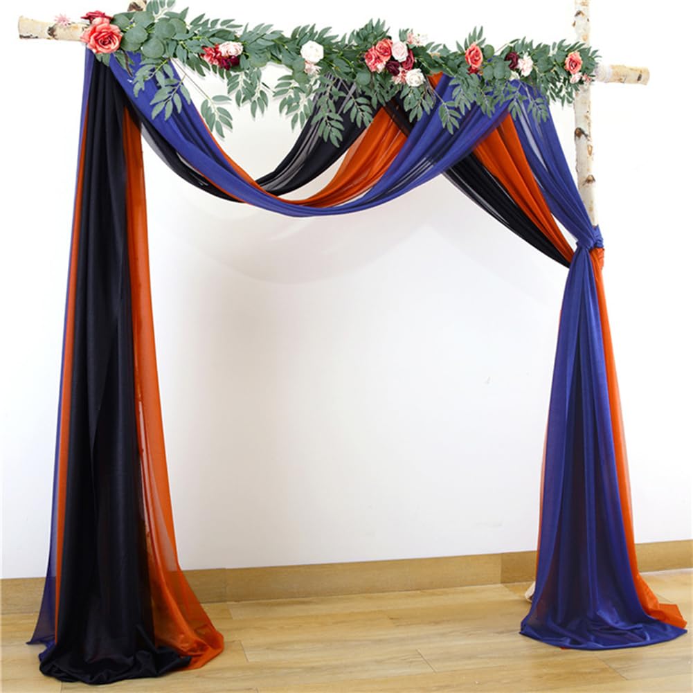 3 Packs Vorhang Querbehang Oben Schwarz Blau Terrakotta Transparent Voile für Hochzeitsvorhang Hochzeit Hintergrund Deko Hochzeitsbogen Fotografie Vorhänge Hochzeit Torbogen Zeremonie
