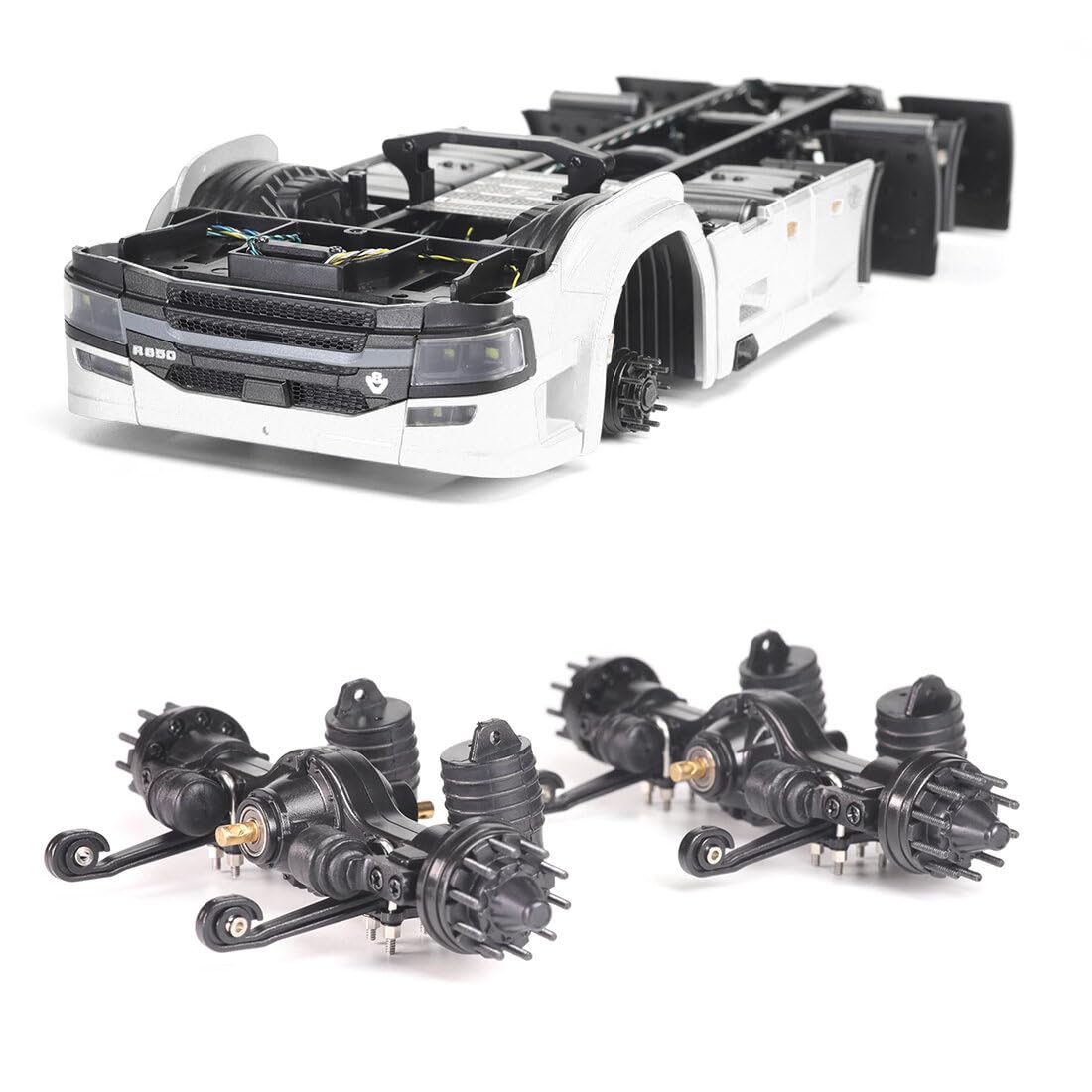 OH32T01 1/32 6x6 Rc Truck, 2.4G RTR RC Rock Crawler Off-Road Truck Hobby Model (RTR Kit Version/Bianco)