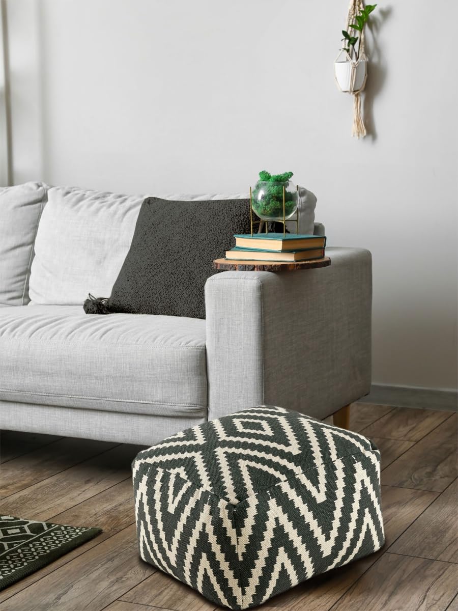 Kelim Sitzwürfel 50x50 H35cm Pouf Fußhocker Sitzhocker Bodenkissen Fußschemel Farbe schwarz
