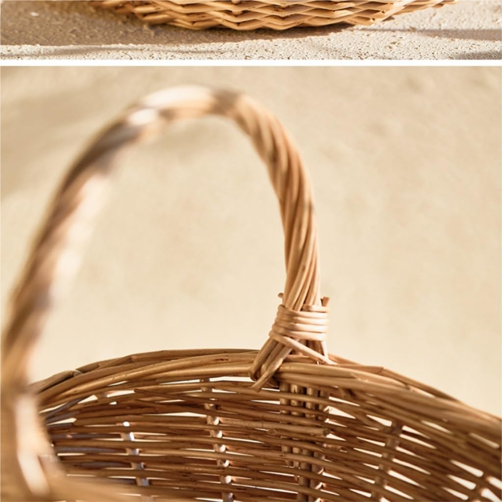 Cesta De Picnic De Mimbre Con Tapa Y Asa - Pequeña (25x18x23 Cm), Forro Extraíble, Ideal Para Excursiones, Playa O Almacenamiento (Color Gris Beige)