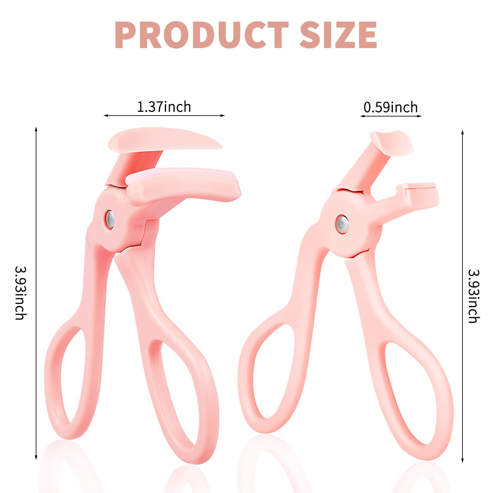 2 bigodini per ciglia, rosa, con 2 cuscinetti di ricarica in silicone, per non pizzicare o tirare le ciglia, strumento per il trucco, per donne e ragazze, 24 ore