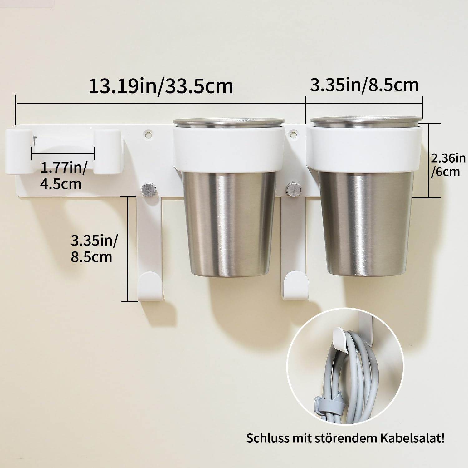 Chochoyah Föhnhalterung Ohne Bohren - Edelstahl Haartrockner Halter Weiß | Mit Magnet Für Aufsätze
