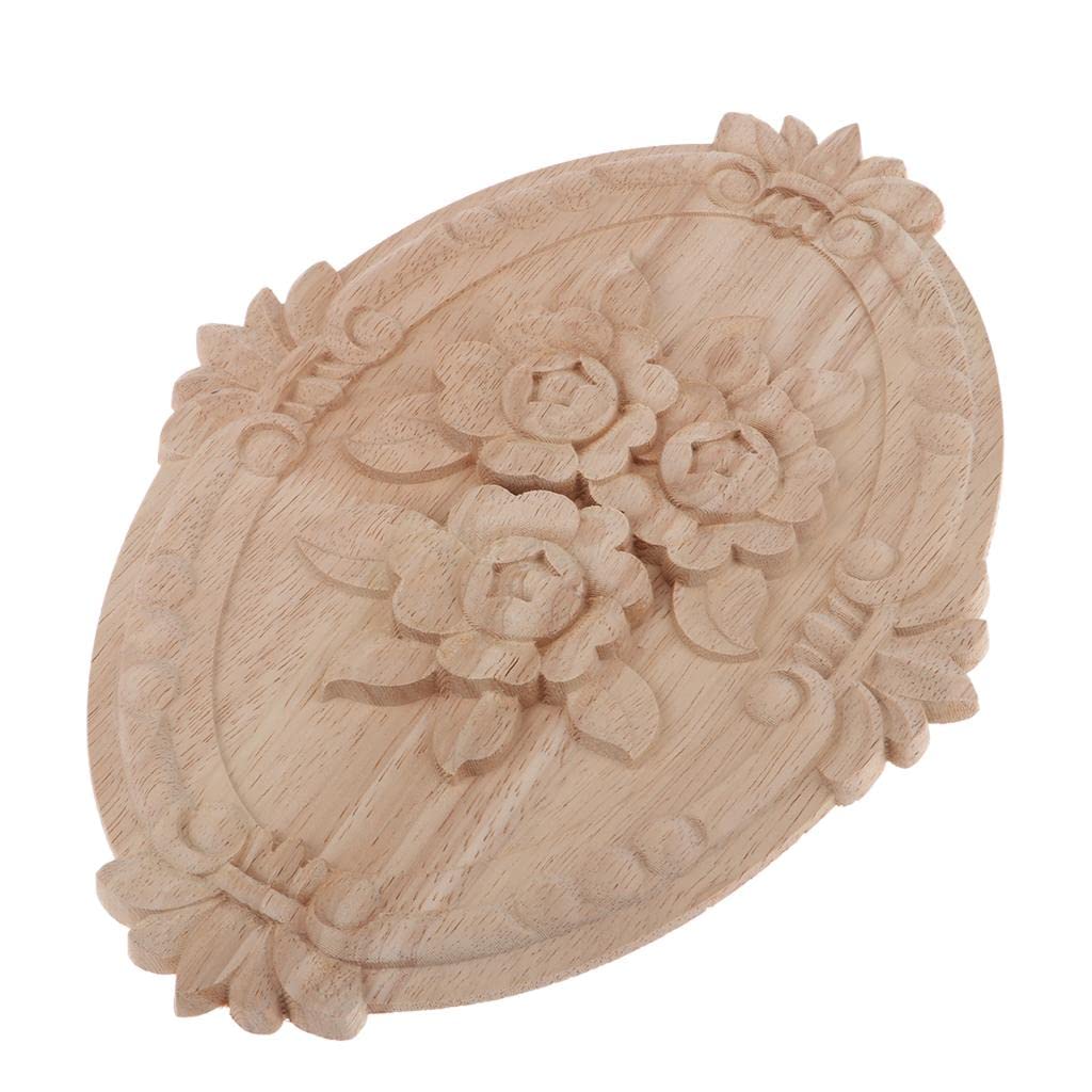 Oval Wood Furniture Appliques and Onlays Carved Wooden Carving Decal 30X22Cm Crafts | Multi-Purpose Craft Supplies | Crafting Pieces | Wooden Pieces-image-29