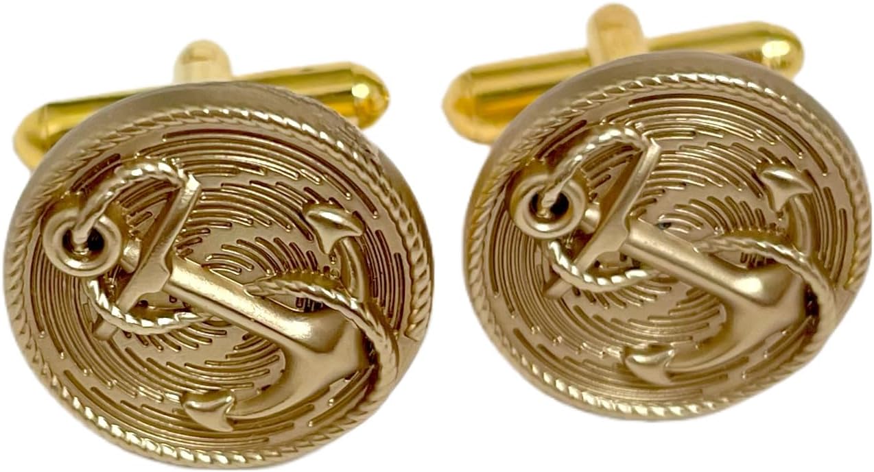 Mancornas Doradas Hombre Ancla Espiral Retro Elegante Ceremonia