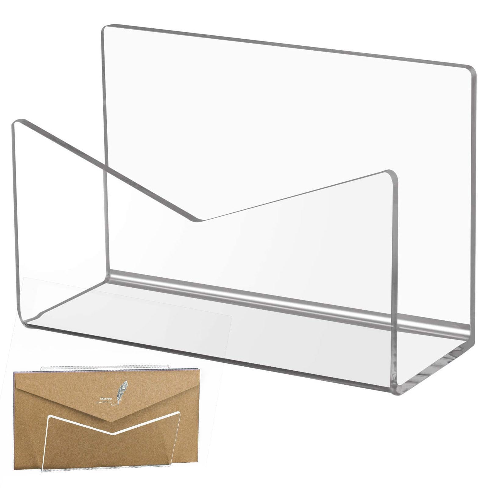 Clasificador de correo acrílico transparente – Organizador de correo para encimeras | Soporte de correo transparente de 62.6 pulgadas | Soporte para cartas de correo impreso para escritorio |