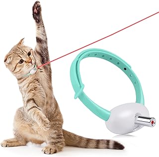 Wearable Automatic Cat Toys with LED Lights, Electric Smart Amusing Collar for Kitten, Interactive Cat Toys for Indoor Cats, Pet Exercise Toys, USB Rechargeable, Auto On/Off
