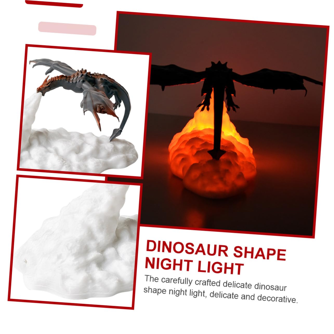 Lámpara LED 3d de Noche Forma de Dinosaurio para Niños, Luz Táctil Recargable por Usb, Decorativa y Delicada para Fiestas y Cumpleaños Infantiles