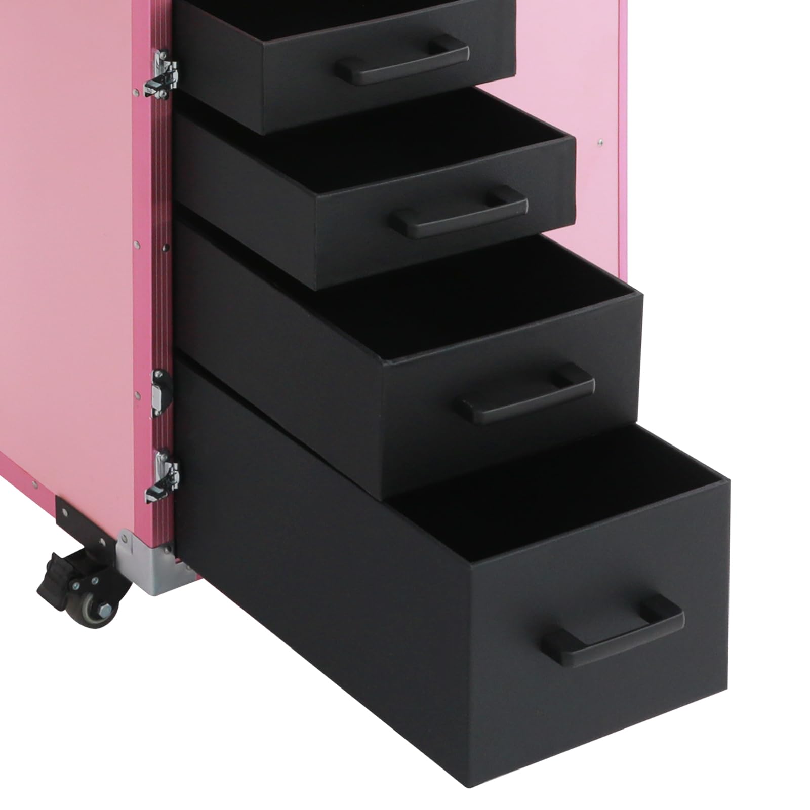 Kosmetik Trolley mit Tisch und 4 Schubladen, Tragbarer Nageltisch | Mobiler Manikürtisch mit Rollen, Faltbarer Reise-Nageltisch für Mobile Beauty-Studios und Outdoor-Einsatz