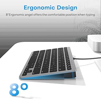 OMOTON Wired Keyboard for Mac with Dual Interface, Comfortable Typing Angle & Stable Connection, Compatible with MacBook, iMac, Mac mini, PC-Grey